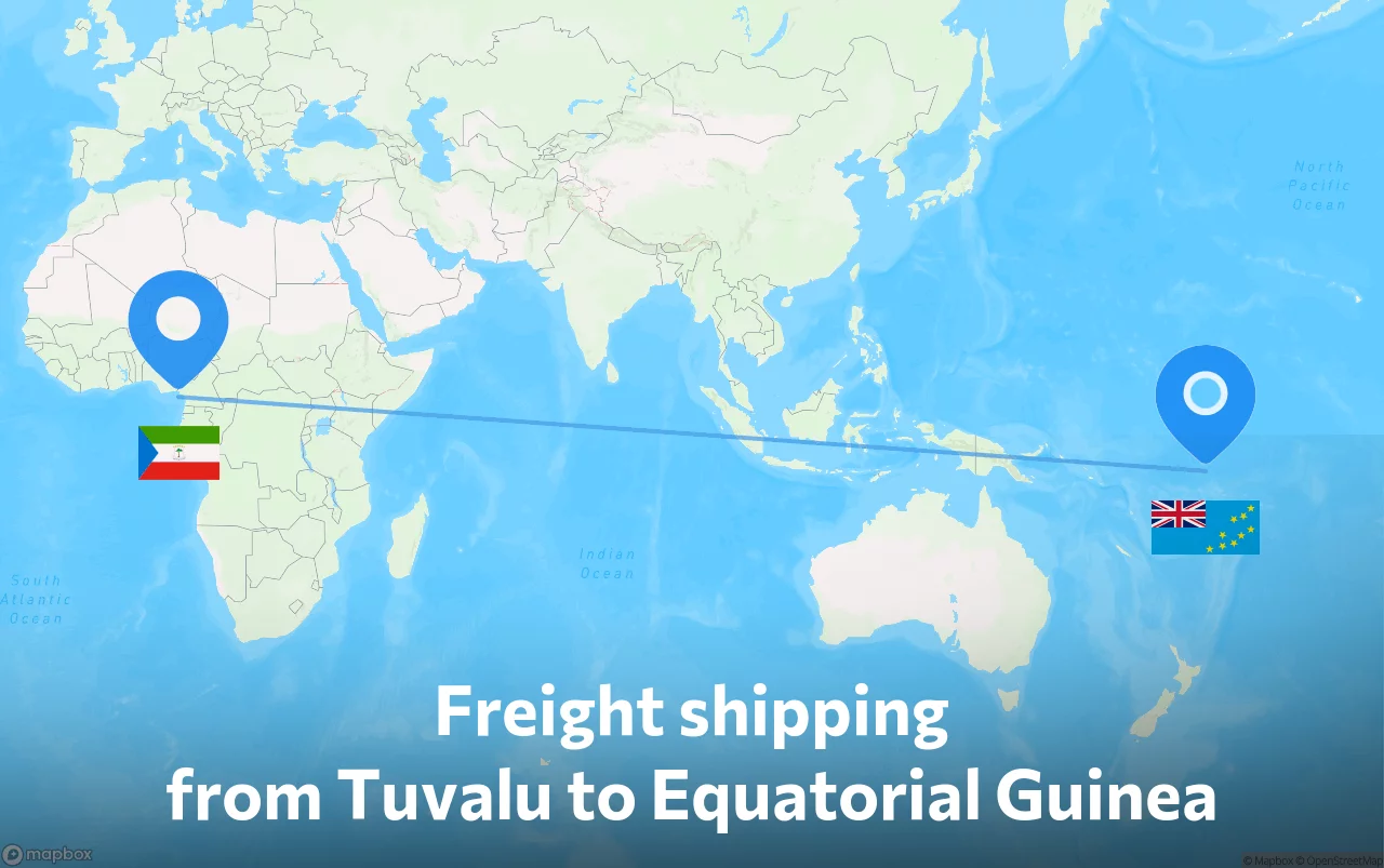 Shipping route from Tuvalu to Equatorial Guinea