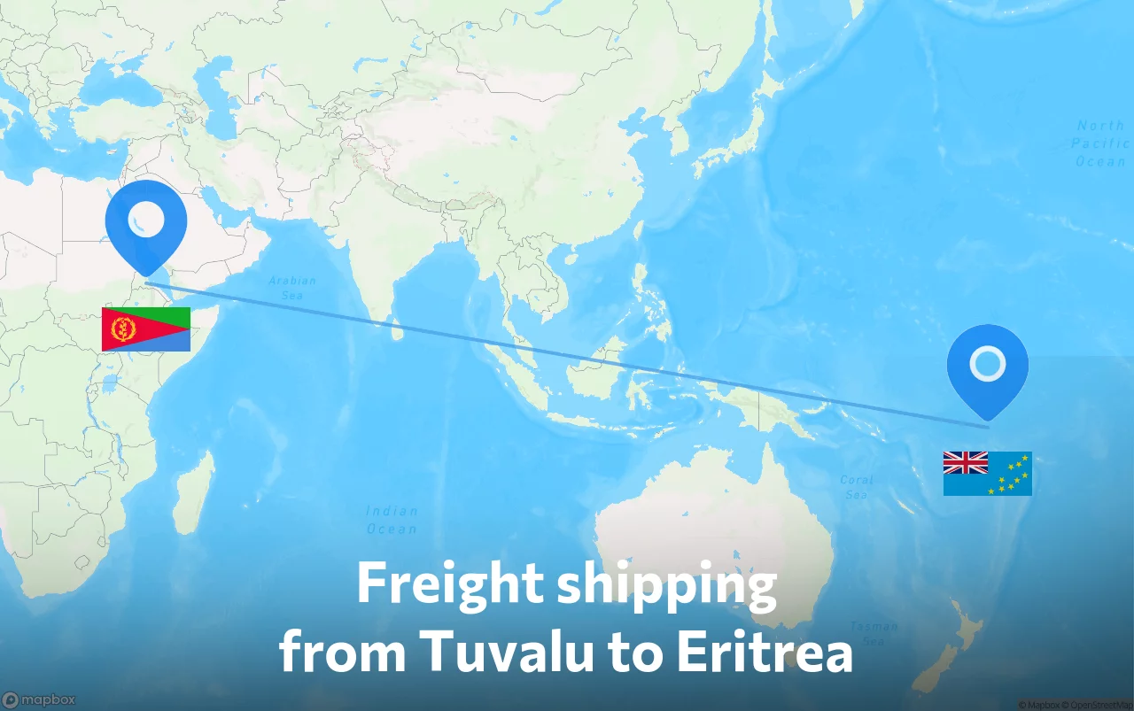 Shipping route from Tuvalu to Eritrea