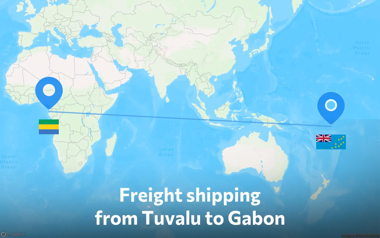 Shipping route from Tuvalu to Gabon