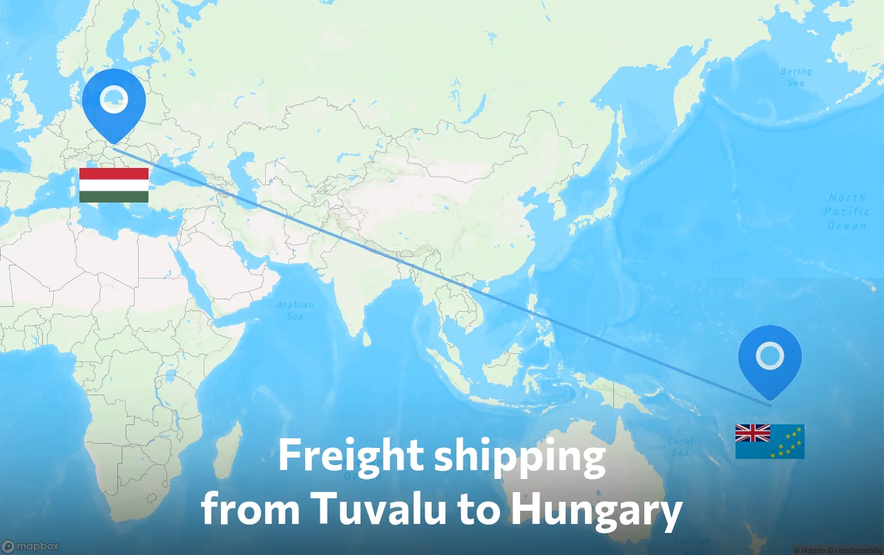 Shipping route from Tuvalu to Hungary