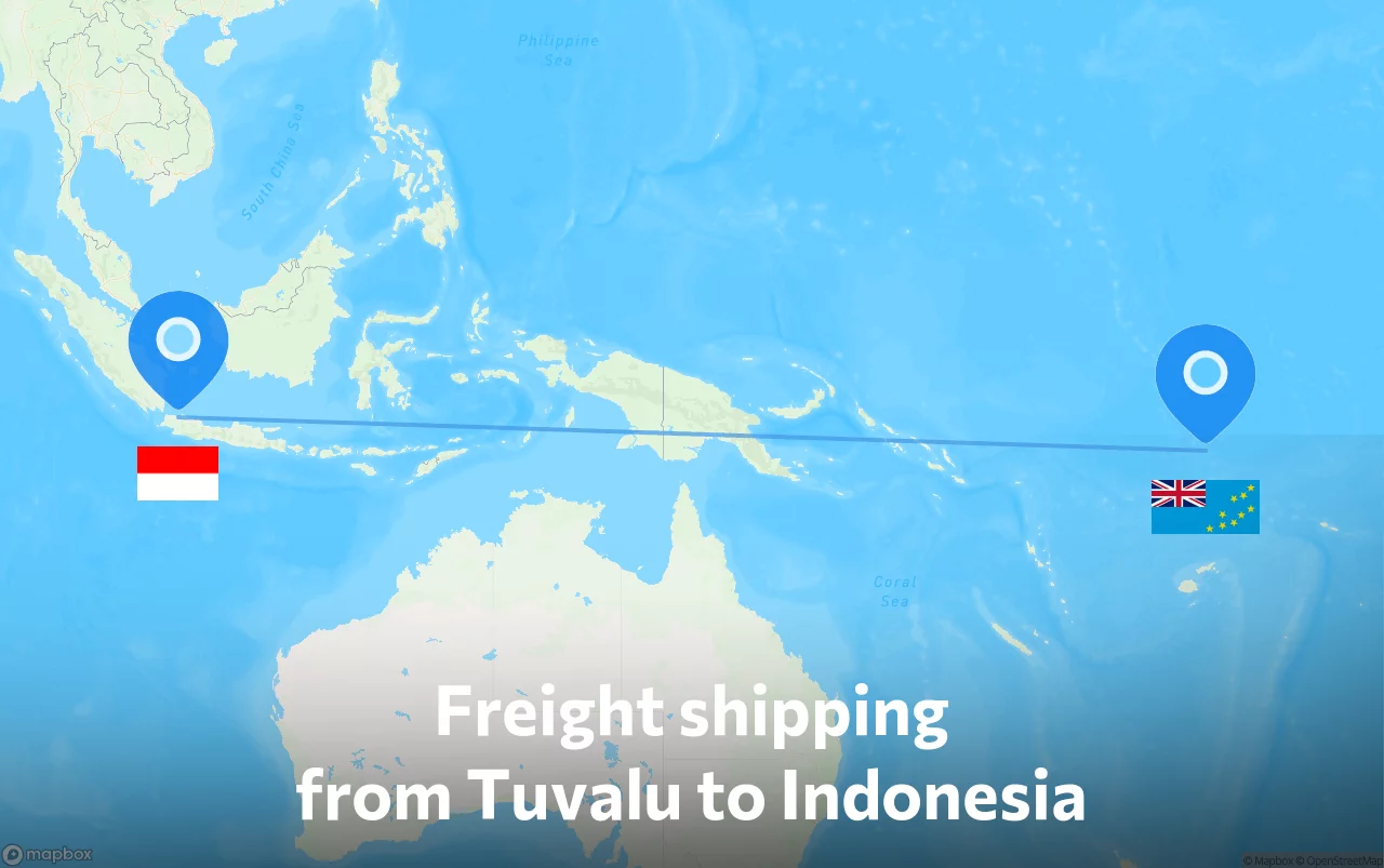 Shipping route from Tuvalu to Indonesia
