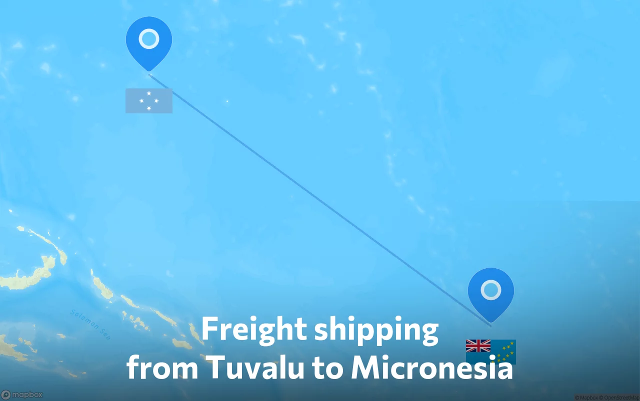 Shipping route from Tuvalu to Micronesia