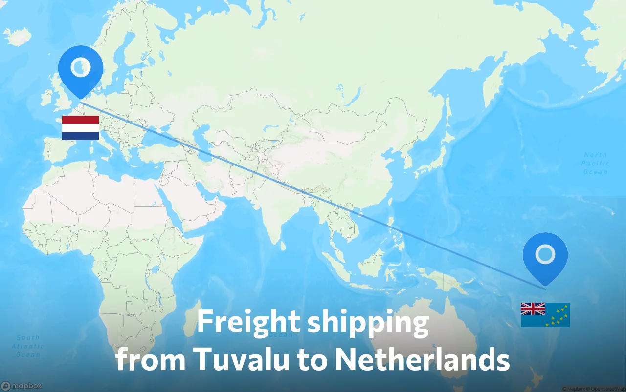 Shipping route from Tuvalu to Netherlands