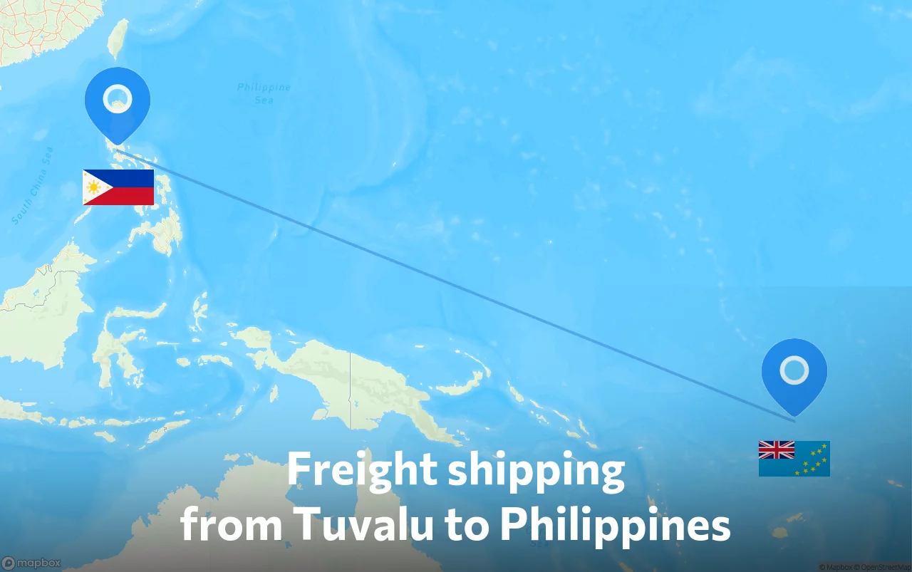 Shipping route from Tuvalu to Philippines