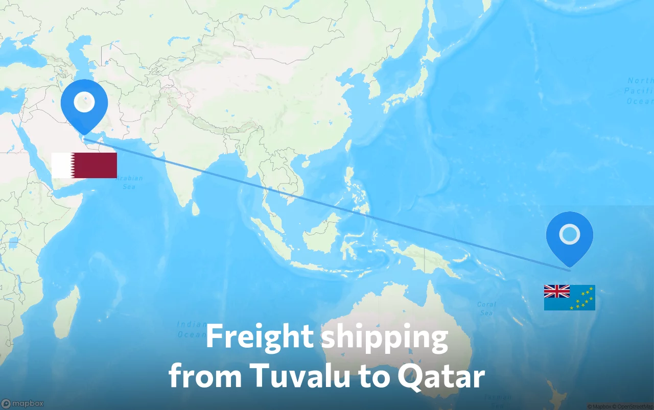 Shipping route from Tuvalu to Qatar