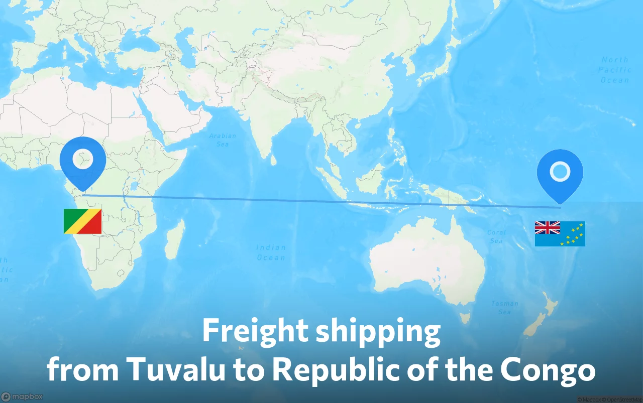 Shipping route from Tuvalu to Republic of the Congo