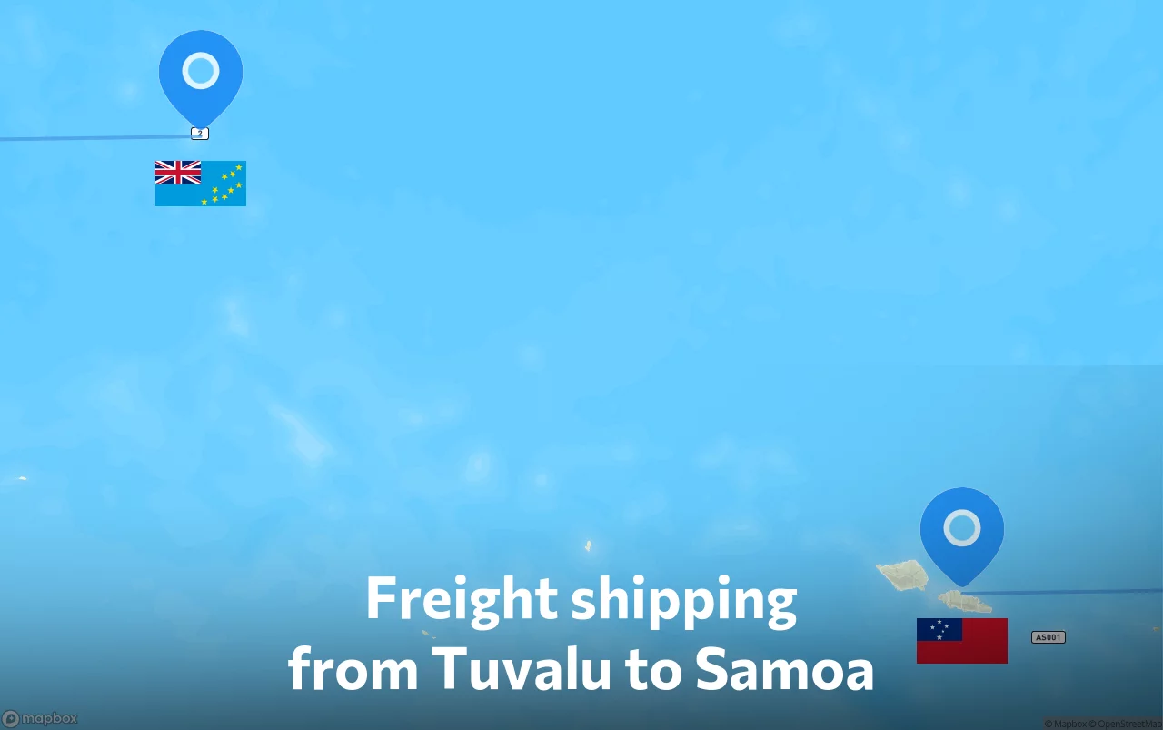 Shipping route from Tuvalu to Samoa