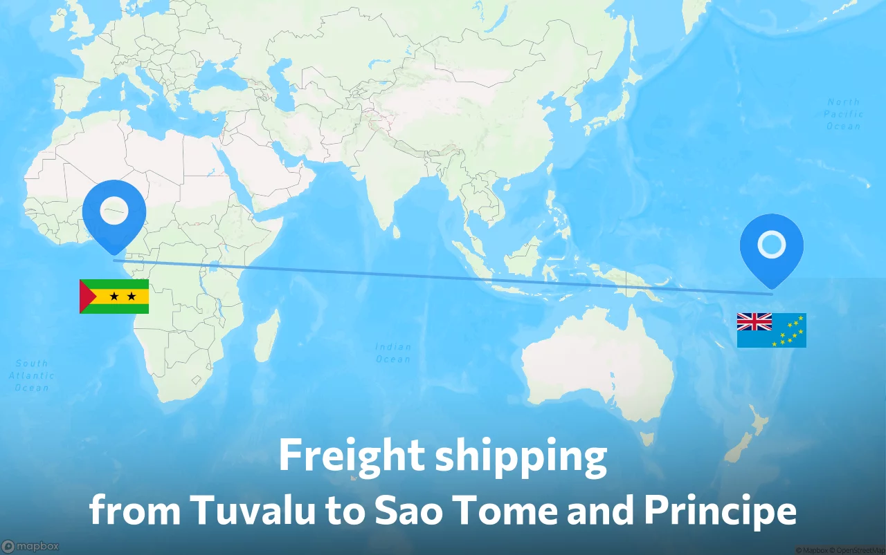 Shipping route from Tuvalu to Sao Tome and Principe