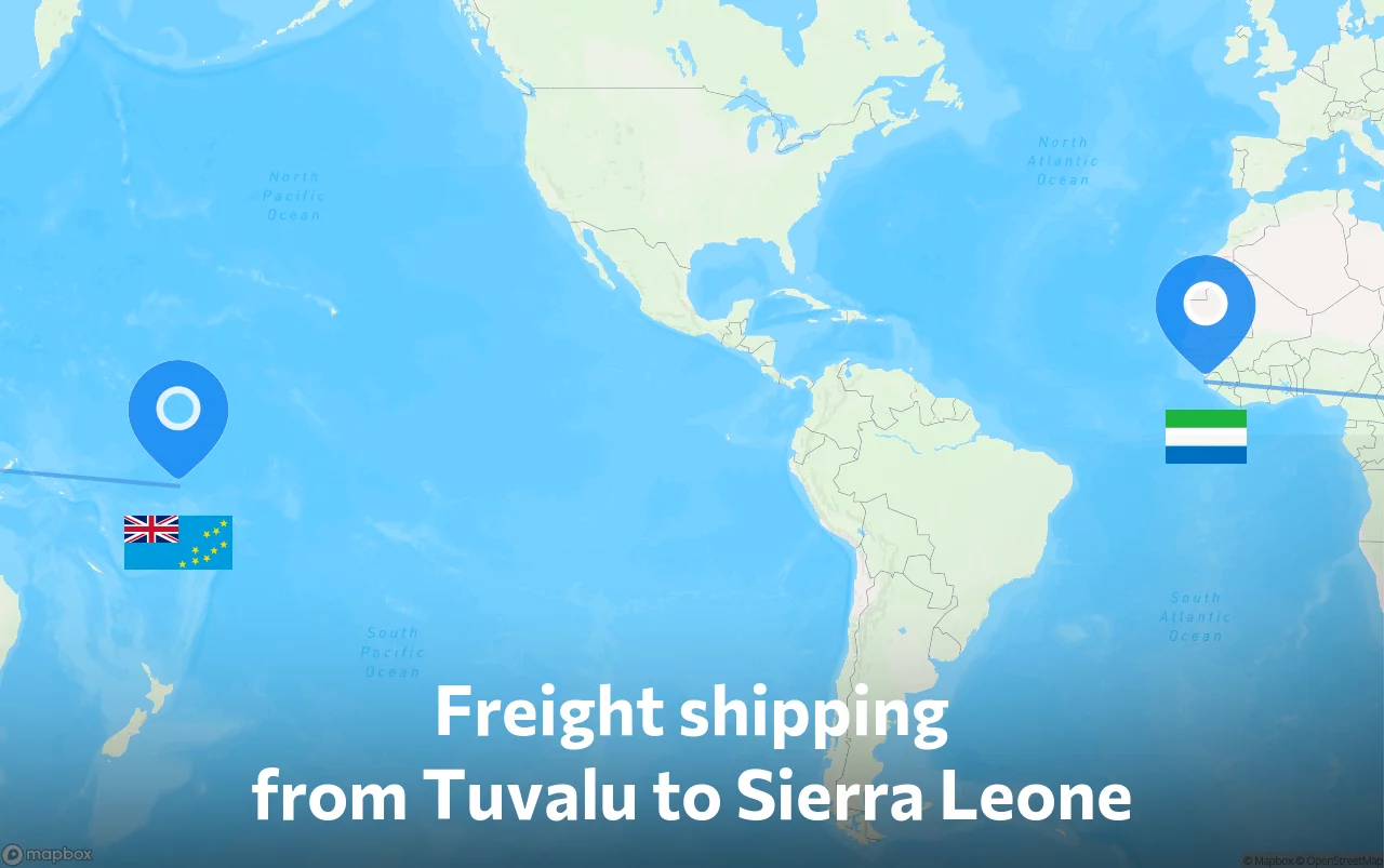 Shipping route from Tuvalu to Sierra Leone