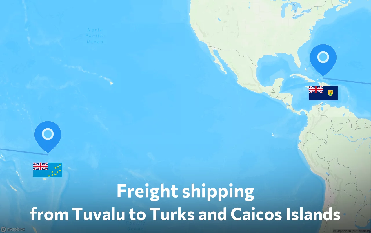 Shipping route from Tuvalu to Turks and Caicos Islands
