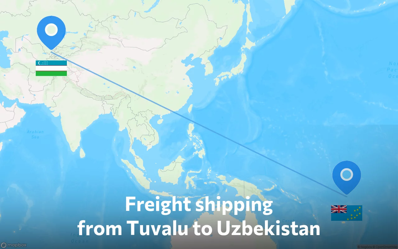 Shipping route from Tuvalu to Uzbekistan