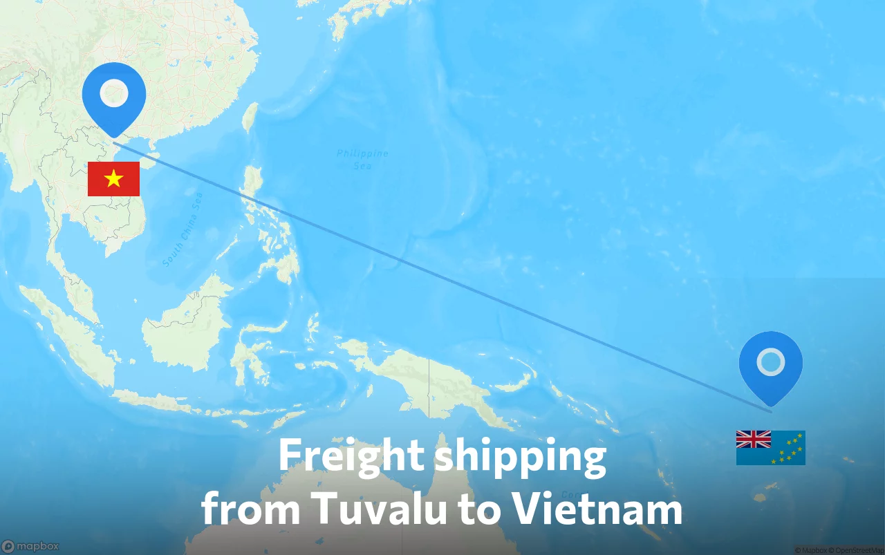 Shipping route from Tuvalu to Vietnam