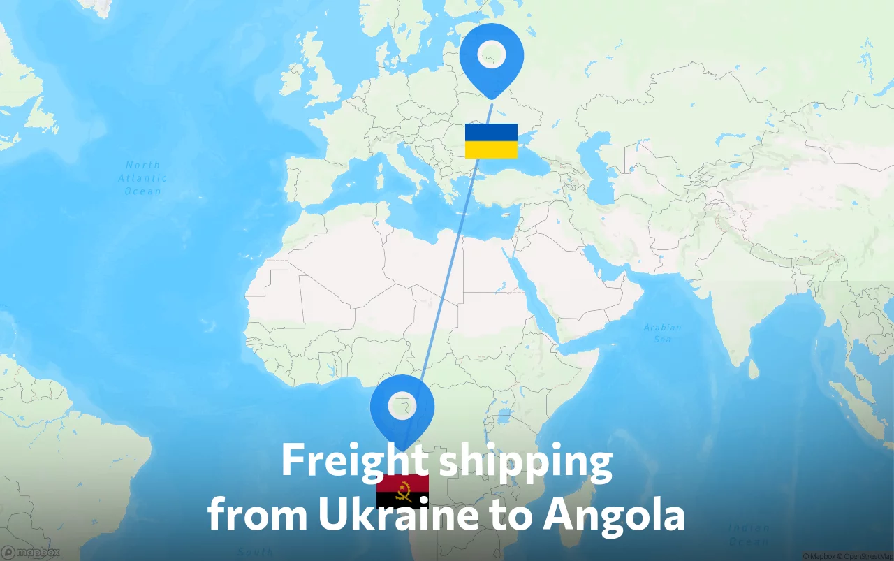 Shipping route from Ukraine to Angola