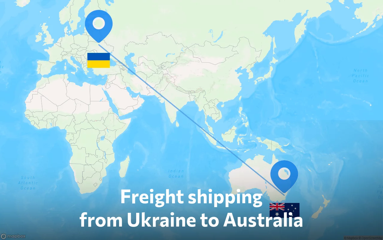 Shipping route from Ukraine to Australia