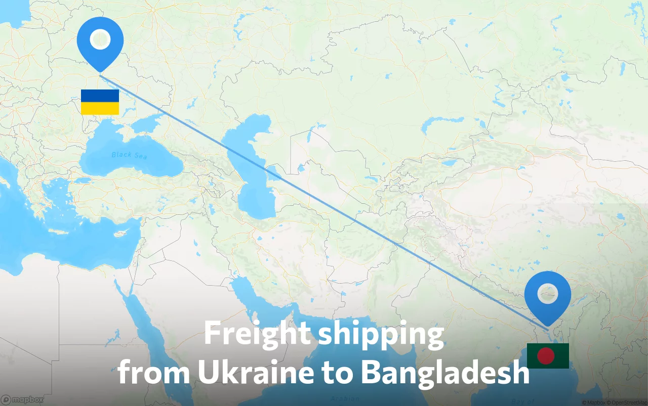 Shipping route from Ukraine to Bangladesh