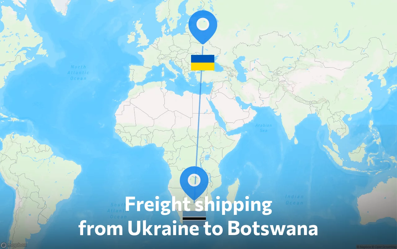 Shipping route from Ukraine to Botswana