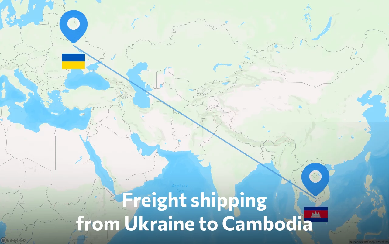 Shipping route from Ukraine to Cambodia