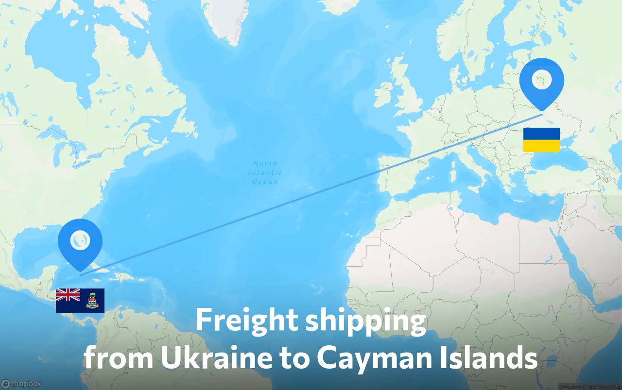 Shipping route from Ukraine to Cayman Islands