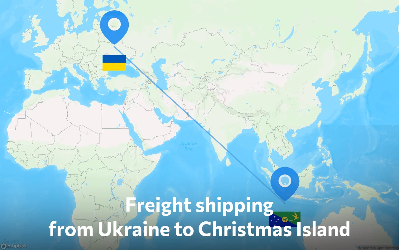 Shipping route from Ukraine to Christmas Island
