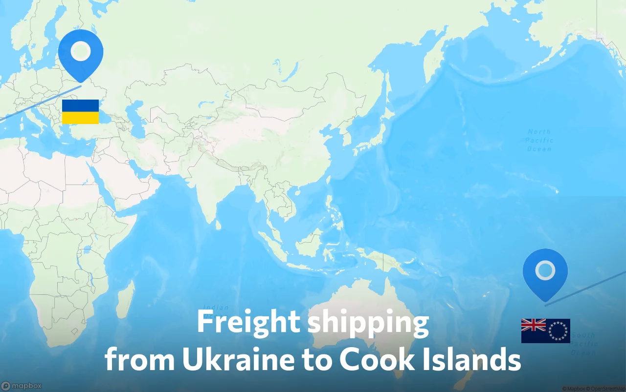 Shipping route from Ukraine to Cook Islands