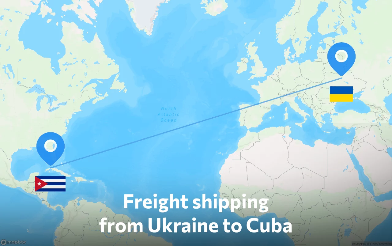 Shipping route from Ukraine to Cuba
