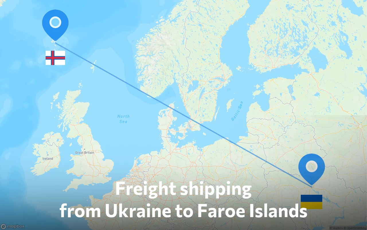 Shipping route from Ukraine to Faroe Islands