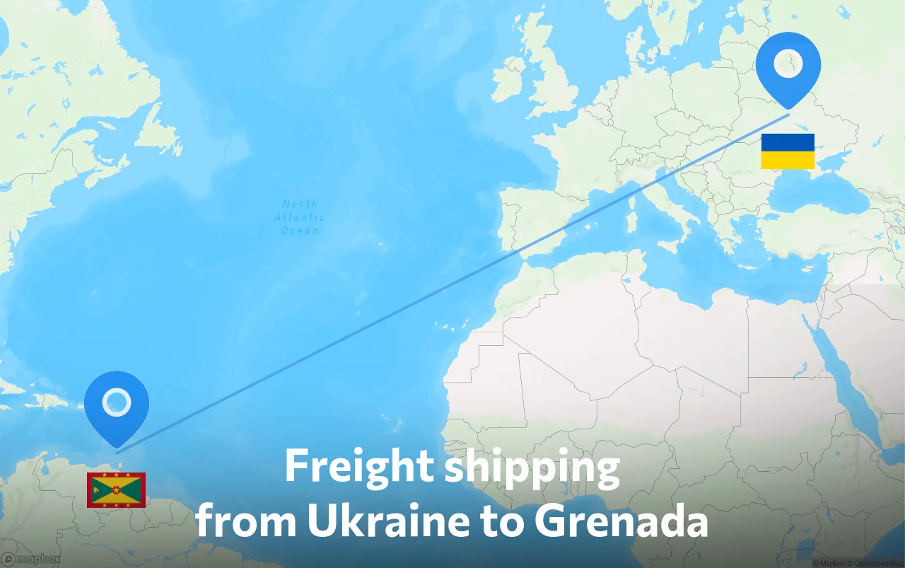Shipping route from Ukraine to Grenada