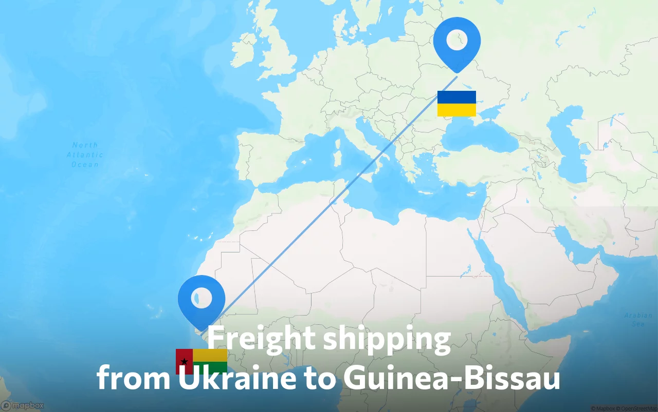 Shipping route from Ukraine to Guinea-Bissau