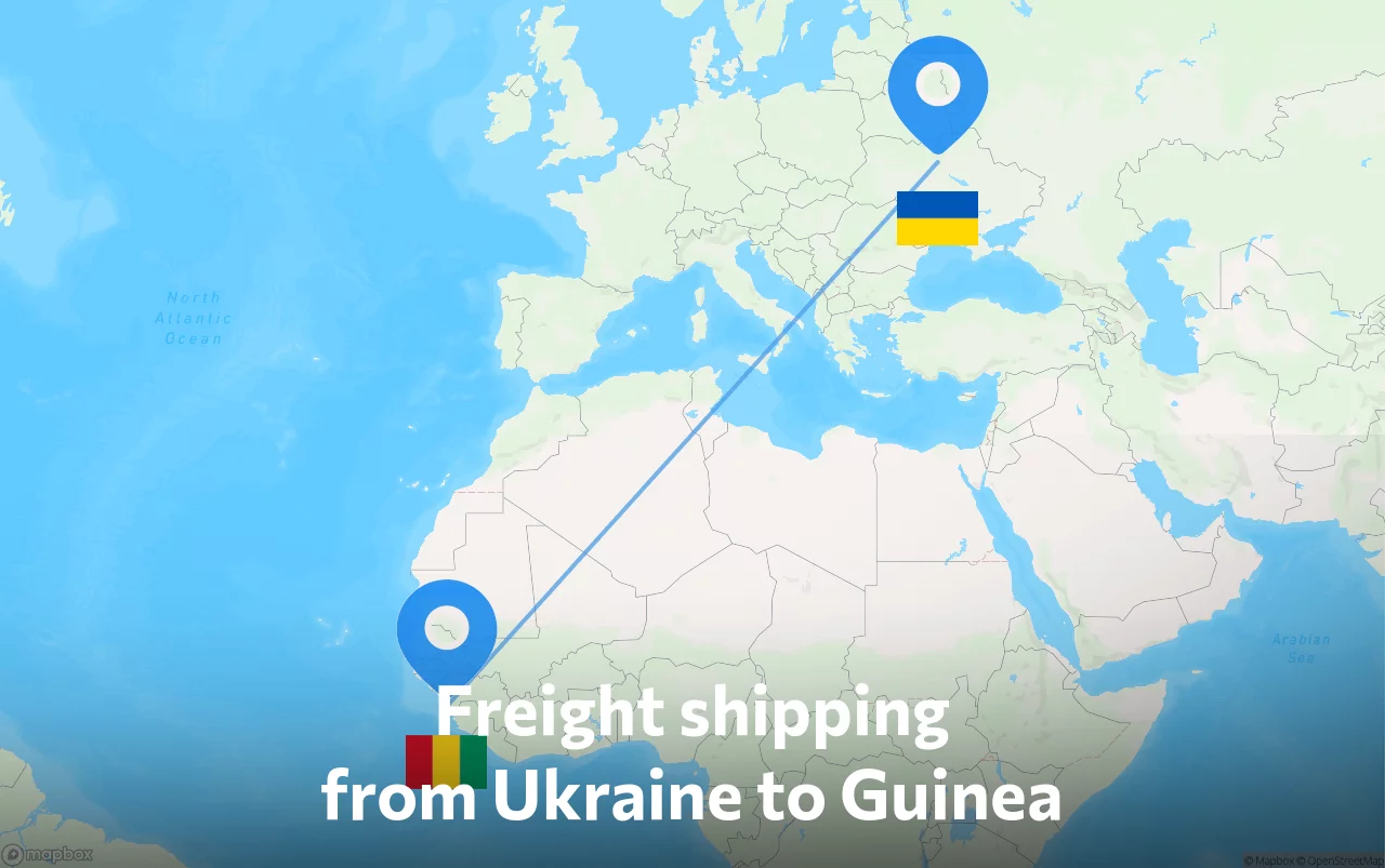 Shipping route from Ukraine to Guinea