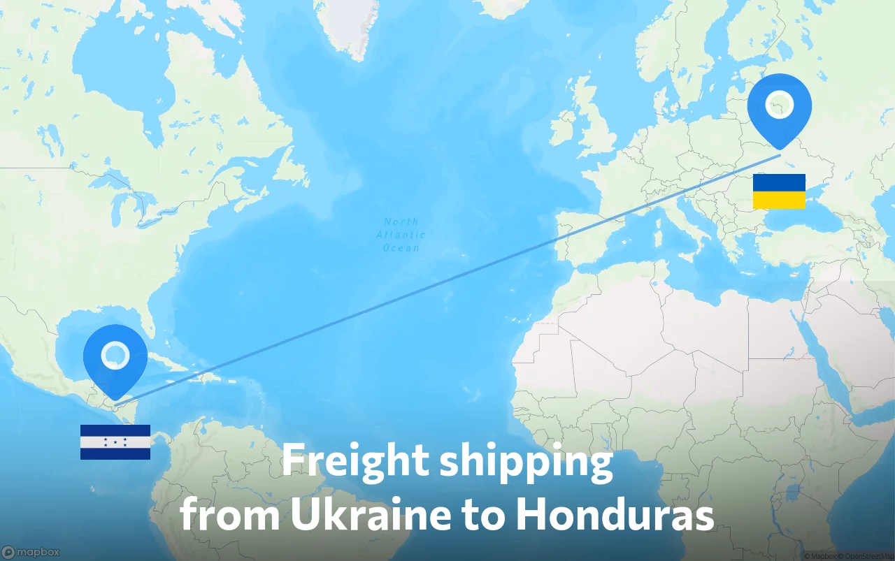 Shipping route from Ukraine to Honduras