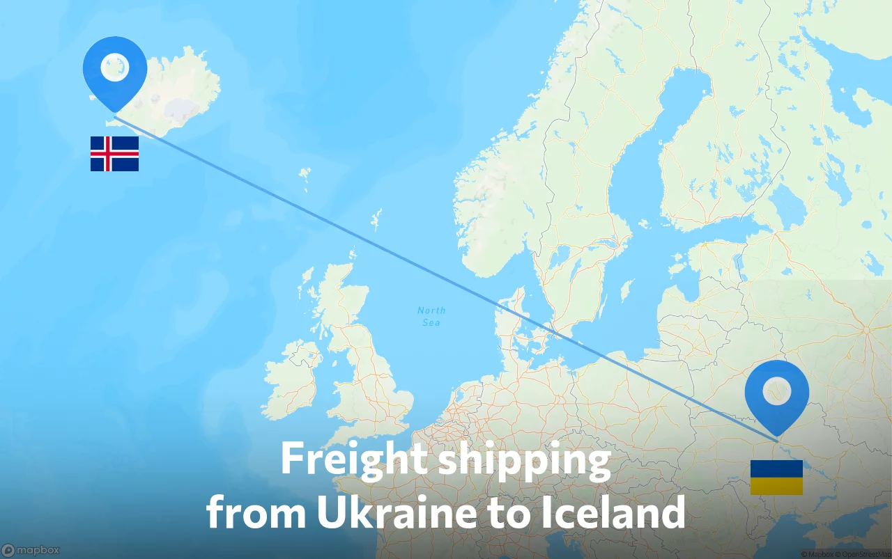Shipping route from Ukraine to Iceland