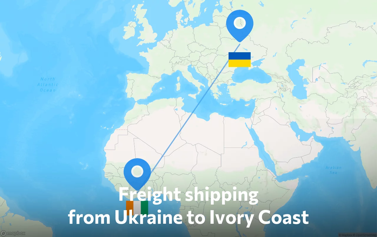 Shipping route from Ukraine to Ivory Coast