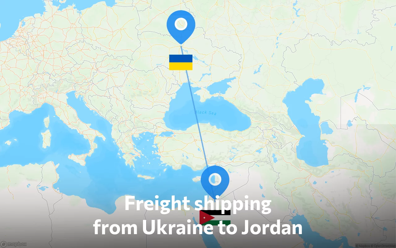 Shipping route from Ukraine to Jordan