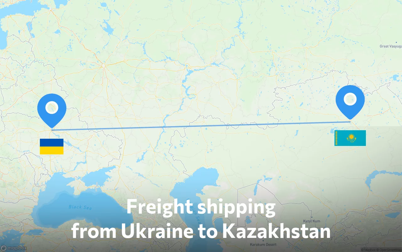 Shipping route from Ukraine to Kazakhstan
