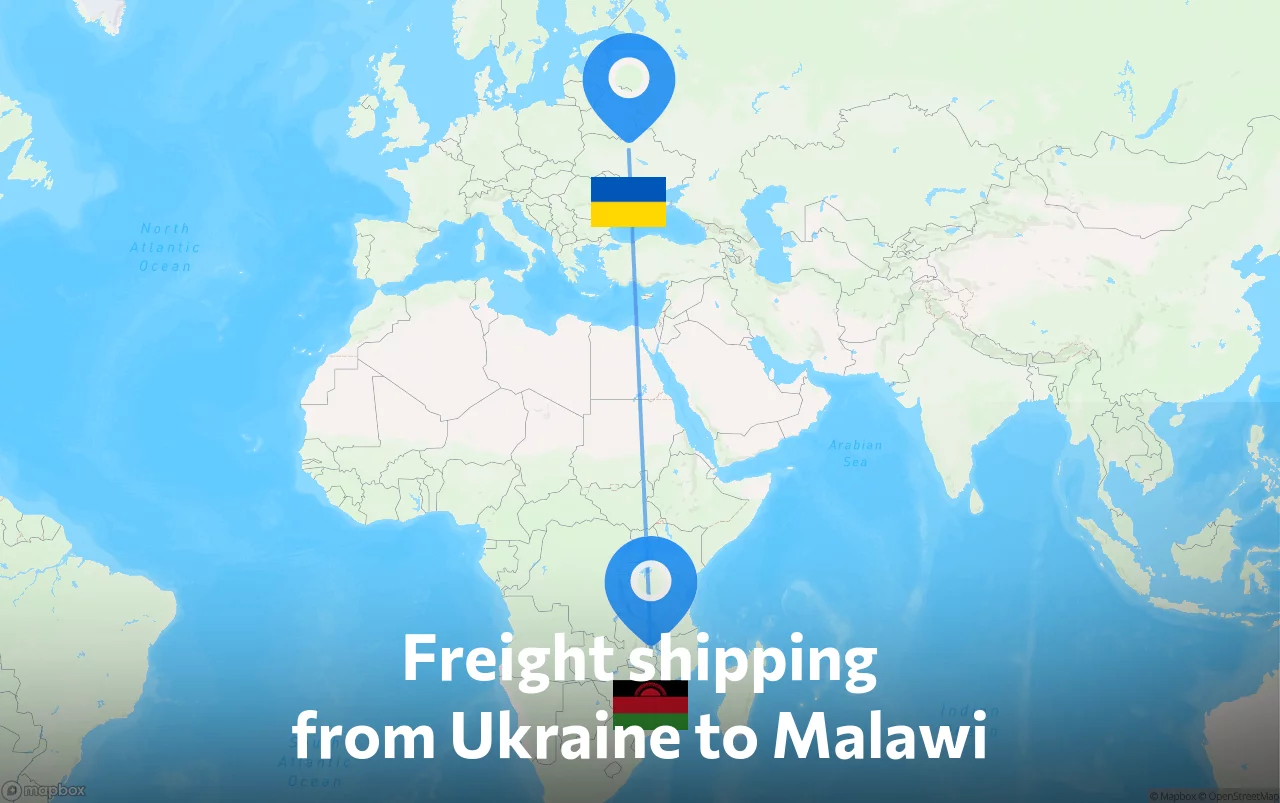 Shipping route from Ukraine to Malawi