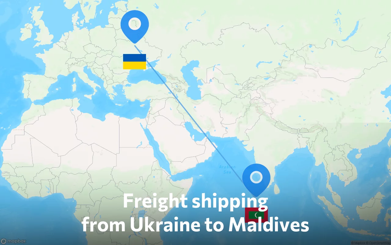 Shipping route from Ukraine to Maldives