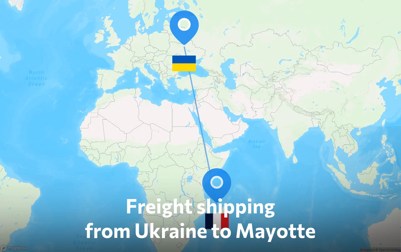 Shipping route from Ukraine to Mayotte