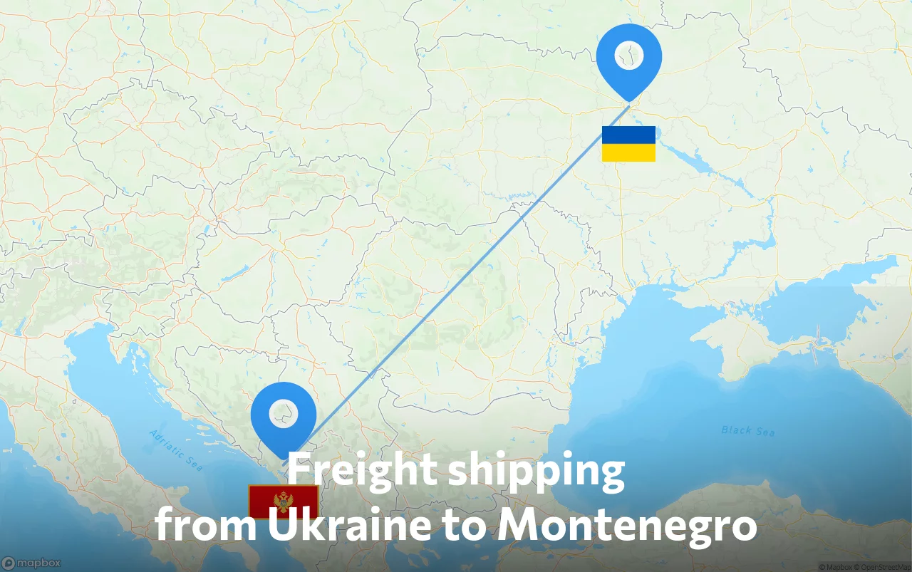 Shipping route from Ukraine to Montenegro