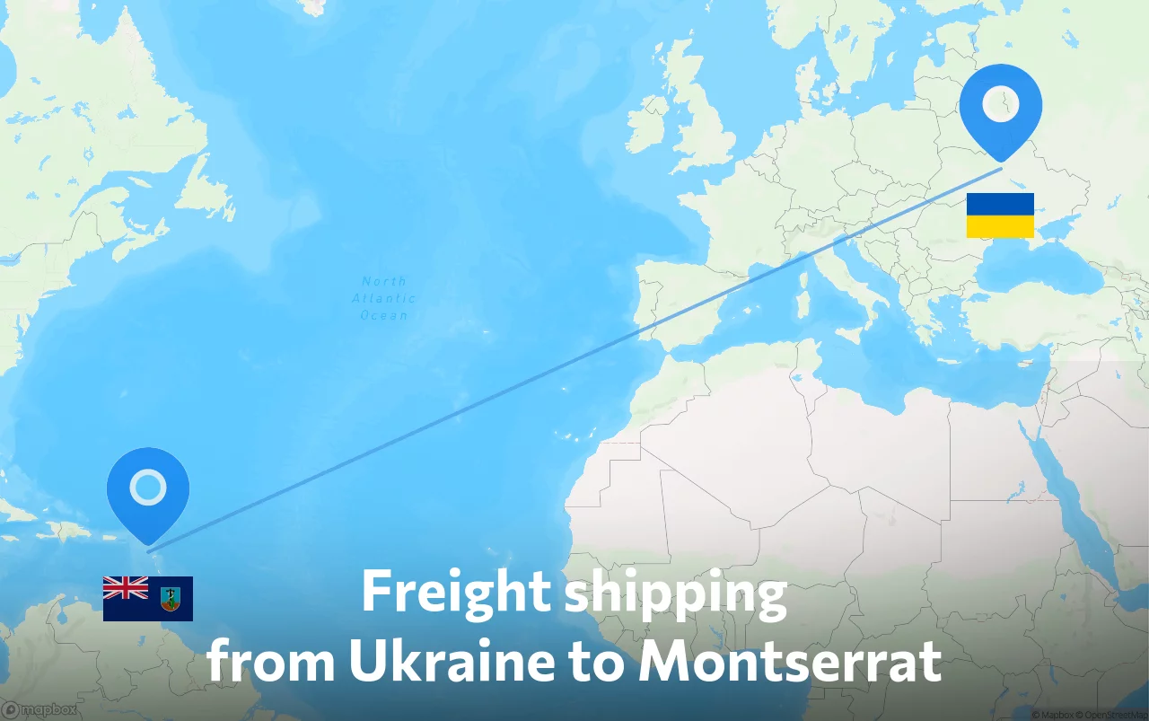 Shipping route from Ukraine to Montserrat