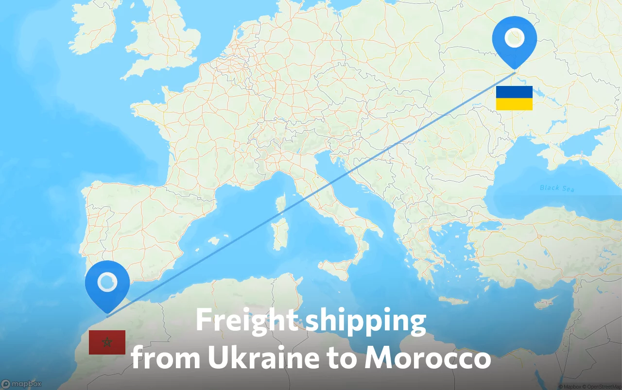 Shipping route from Ukraine to Morocco