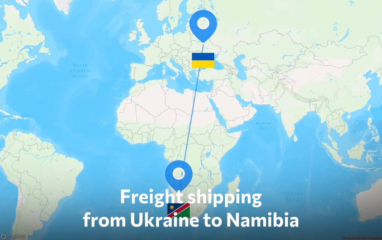 Shipping route from Ukraine to Namibia