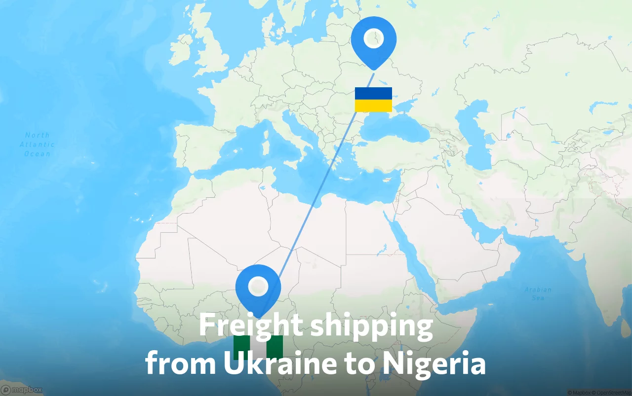 Shipping route from Ukraine to Nigeria