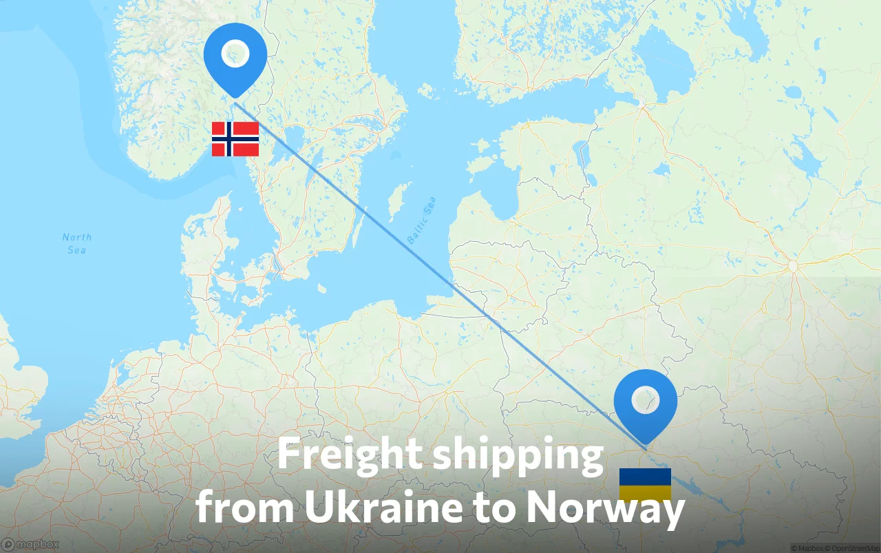 Shipping route from Ukraine to Norway