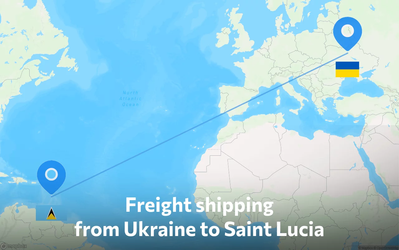 Shipping route from Ukraine to Saint Lucia