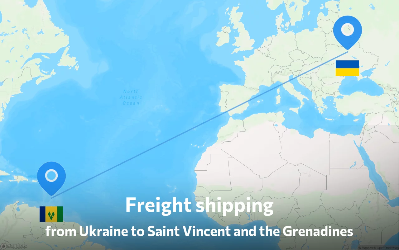 Shipping route from Ukraine to Saint Vincent and the Grenadines