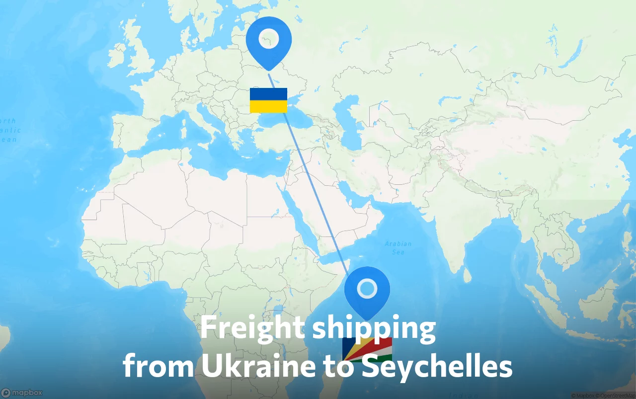 Shipping route from Ukraine to Seychelles