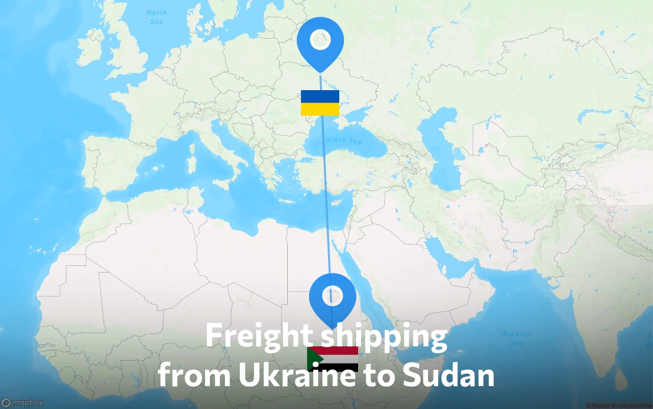 Shipping route from Ukraine to Sudan