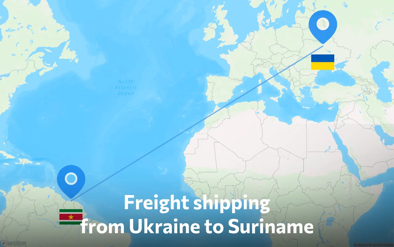 Shipping route from Ukraine to Suriname