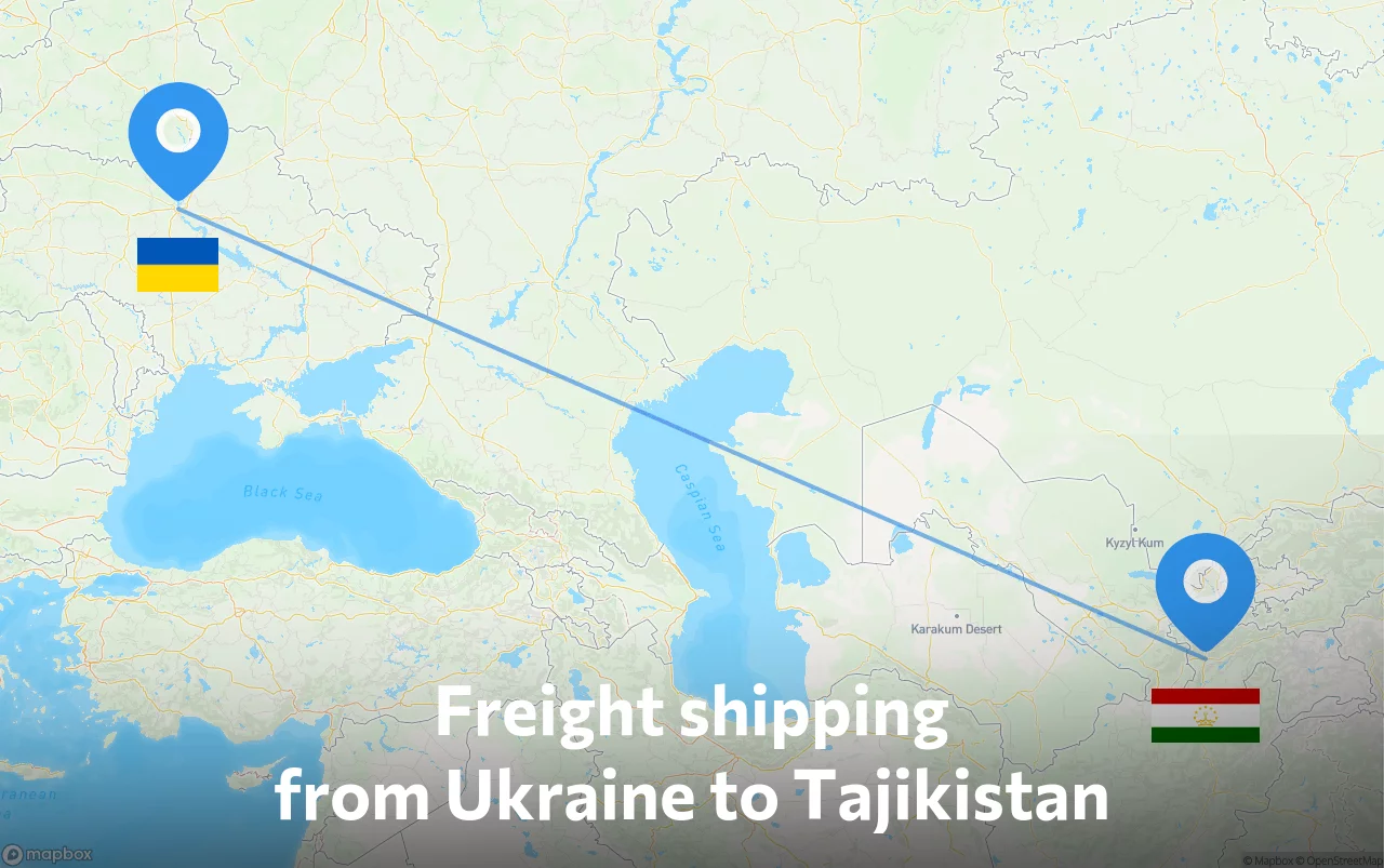 Shipping route from Ukraine to Tajikistan