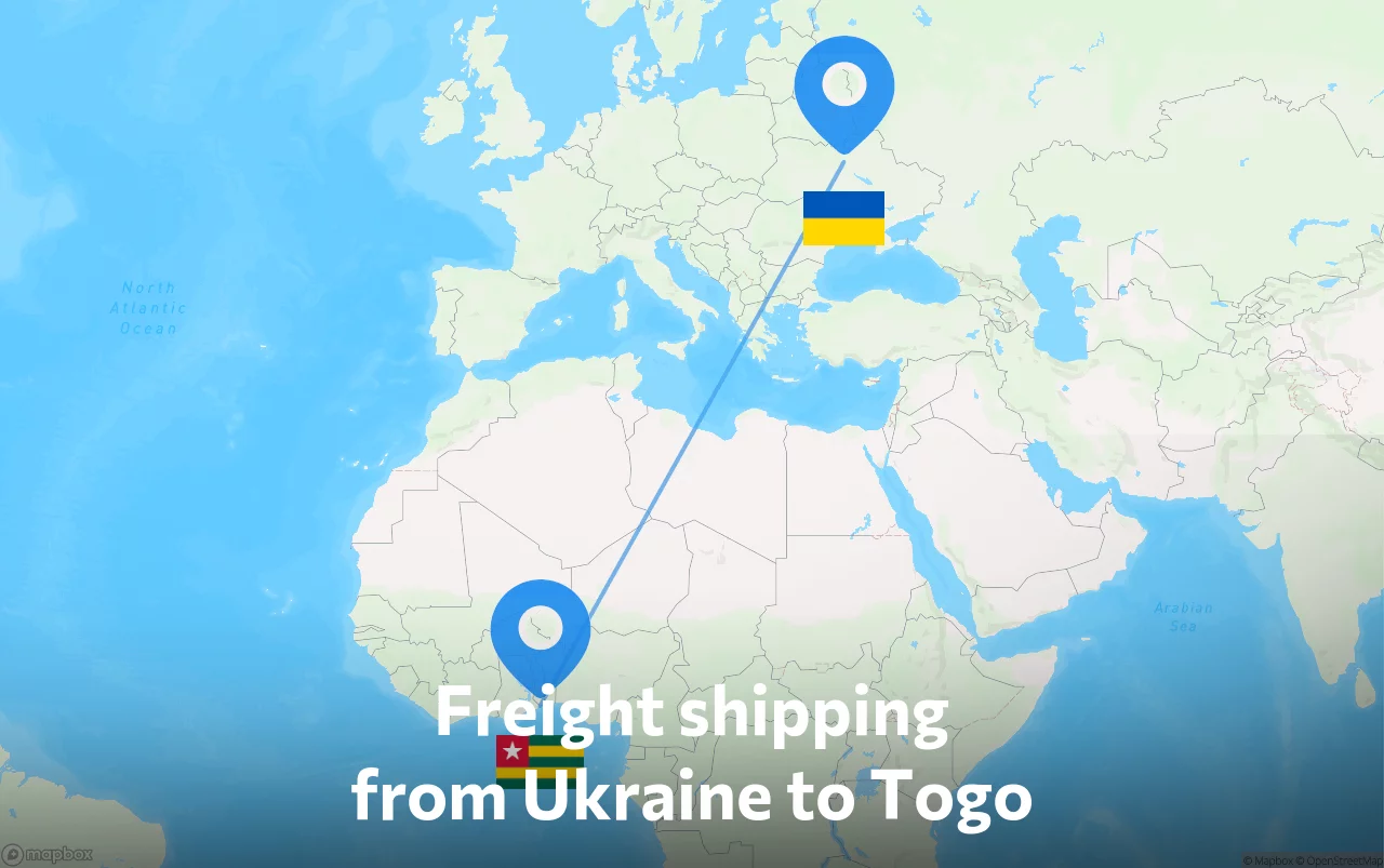 Shipping route from Ukraine to Togo